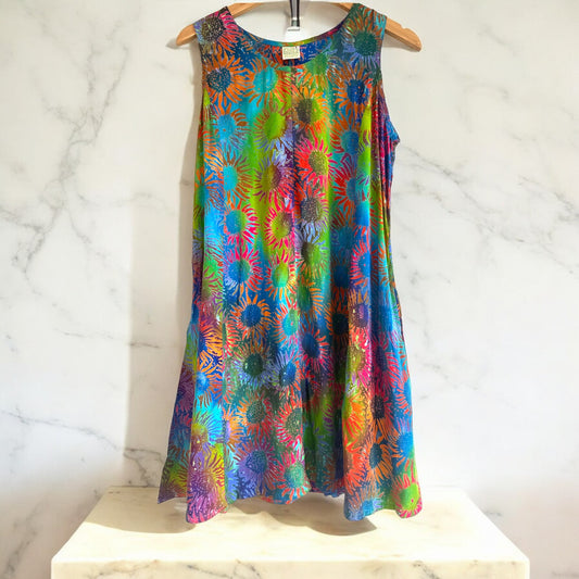 Short Tank Dress Sunflower Print