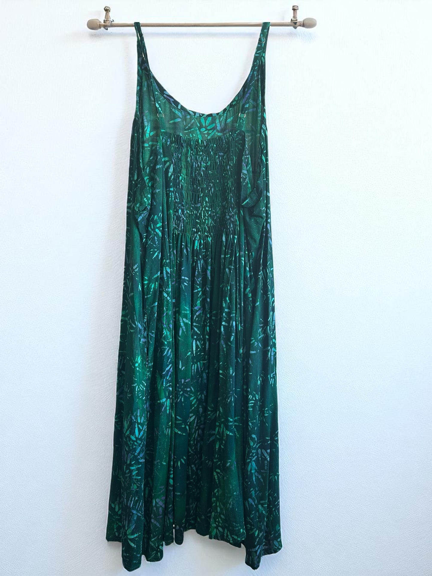 Spaghetti Strap Green Bamboo Batik